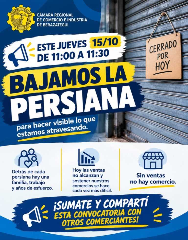 Cámaras de Comercio de Berazategui convocan a una jornada de visibilización de la crisis comercial